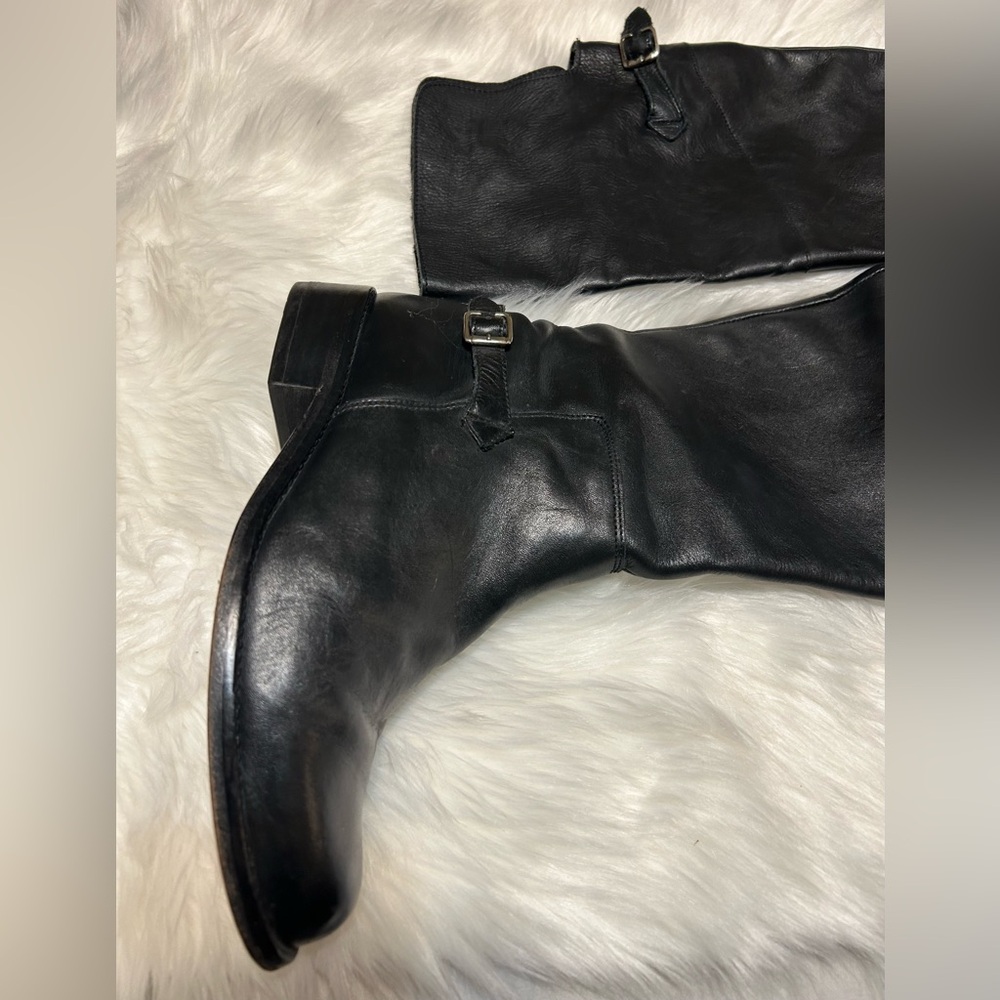 Steve Madden Black Leather Over-the-Knee Boots - Picture 2 of 9